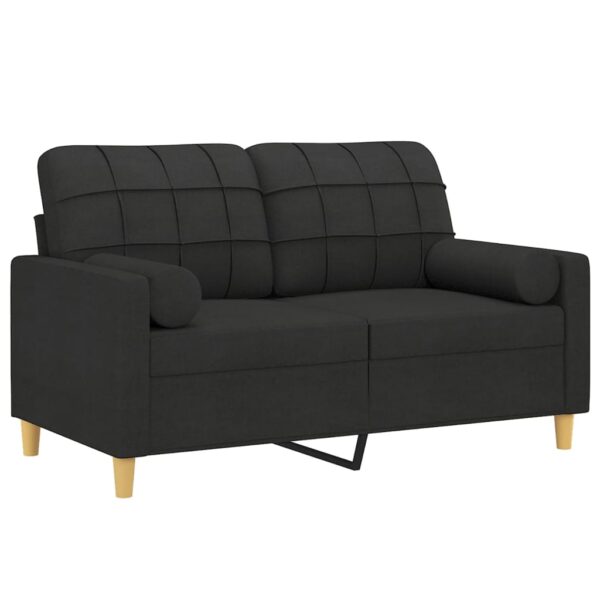 Sofá 2 lugares + almofadas decorativas 120 cm tecido preto - Image 2