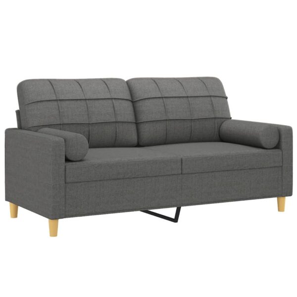 Sofá 2 lugares +almofadas decorativas 140cm tecido cinza-escuro - Image 2