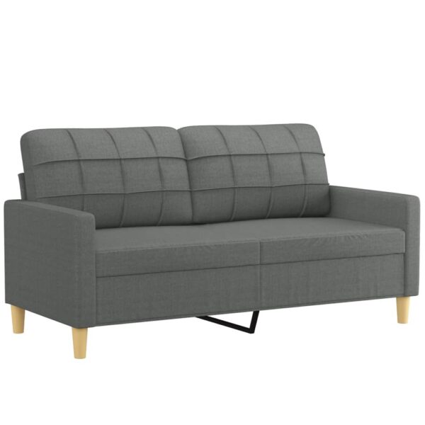 Sofá 2 lugares +almofadas decorativas 140cm tecido cinza-escuro - Image 3