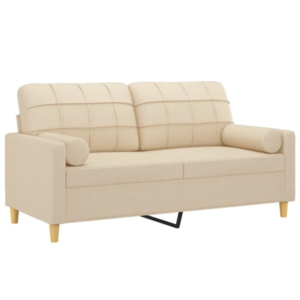 Sofá 2 lugares + almofadas decorativas 140 cm tecido cor creme - Image 2