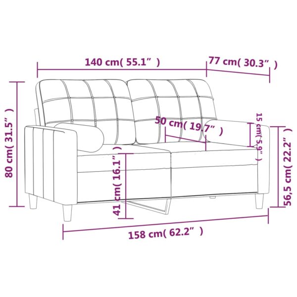 Sofá 2 lugares + almofadas decorativas 140 cm tecido cor creme - Image 7