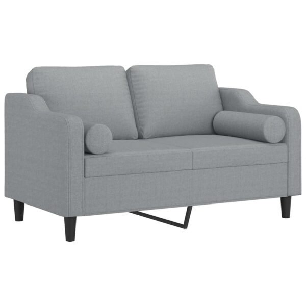 Sofá 2 lugares + almofadas decorativas 120cm tecido cinza-claro - Image 2
