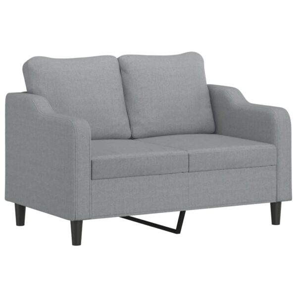 Sofá 2 lugares + almofadas decorativas 120cm tecido cinza-claro - Image 3