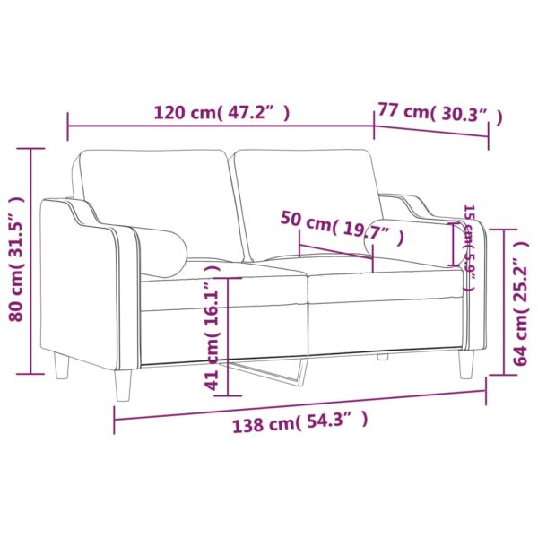 Sofá 2 lugares + almofadas decorativas 120cm tecido cinza-claro - Image 7