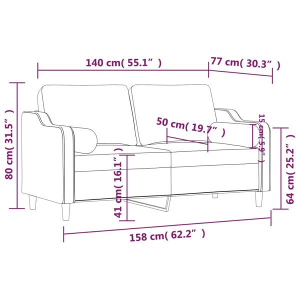 Sofá 2 lugares + almofadas decorativas 140 cm tecido cor creme - Image 7