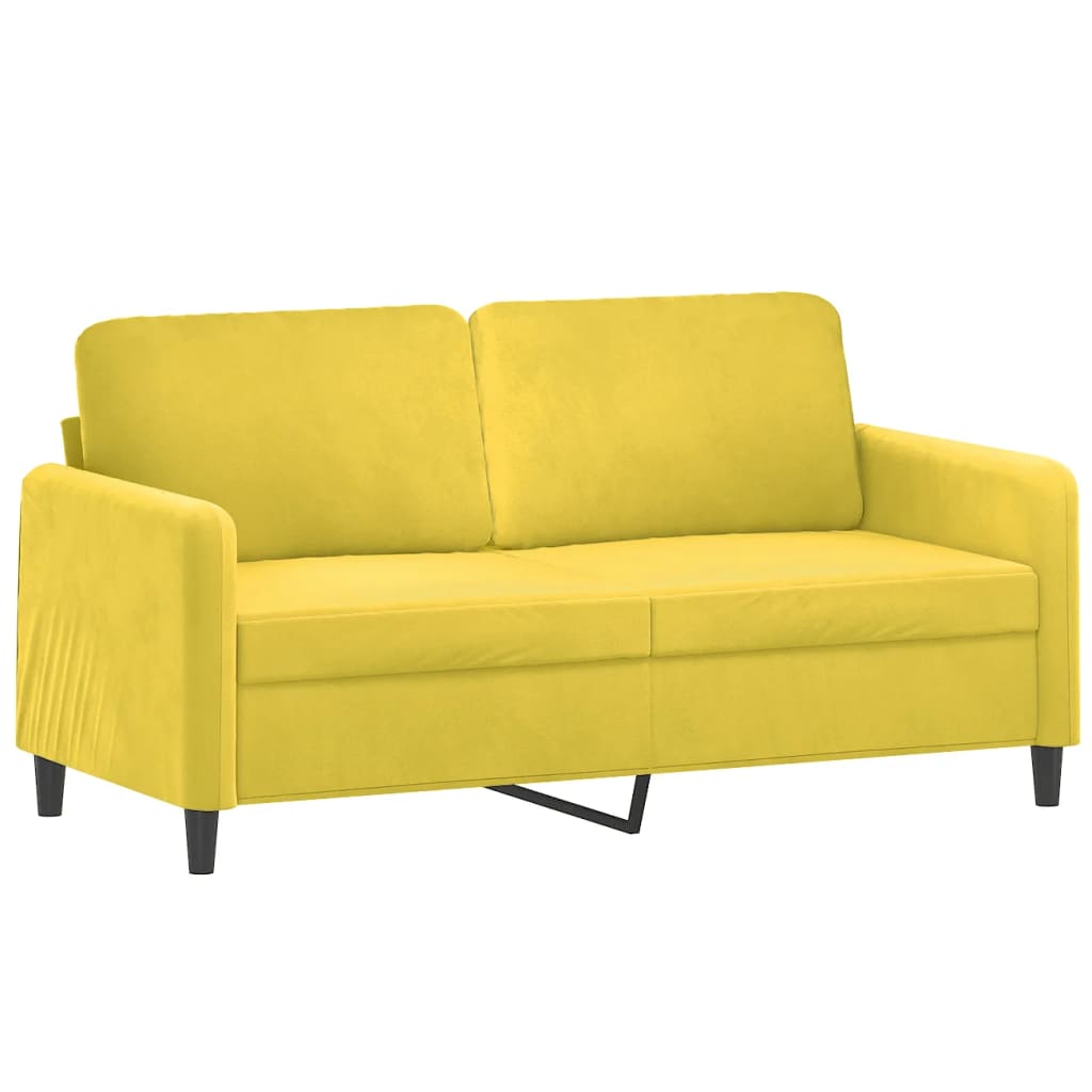 Sofá 2 lugares c/ almofadas decorativas 140 cm veludo amarelo - Image 3