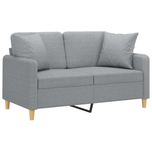 Sofá 2 lugares + almofadas decorativas 120cm tecido cinza-claro - Image 2