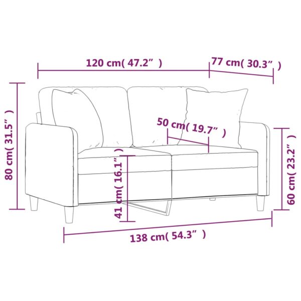 Sofá 2 lugares + almofadas decorativas 120cm tecido cinza-claro - Image 7