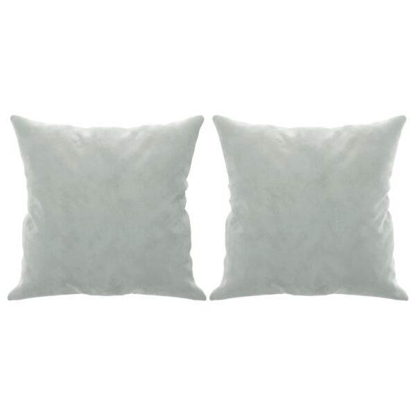 Sofá 3 lugares + almofadas decorativas 180cm veludo cinza-claro - Image 4