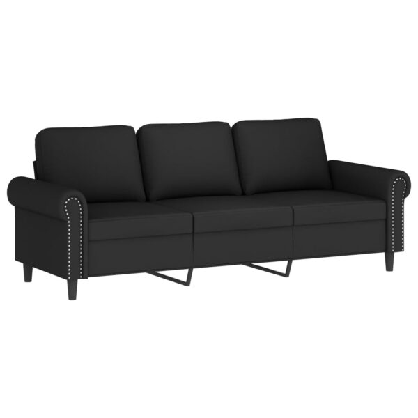 Sofá 3 lugares c/ almofadas decorativas 180 cm veludo preto - Image 3
