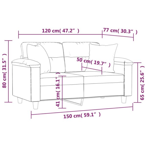 Sofá 2 lugares c/ almofadas 120 cm microfibra bege - Image 7