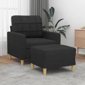 Poltrona com apoio de pés 60 cm tecido preto