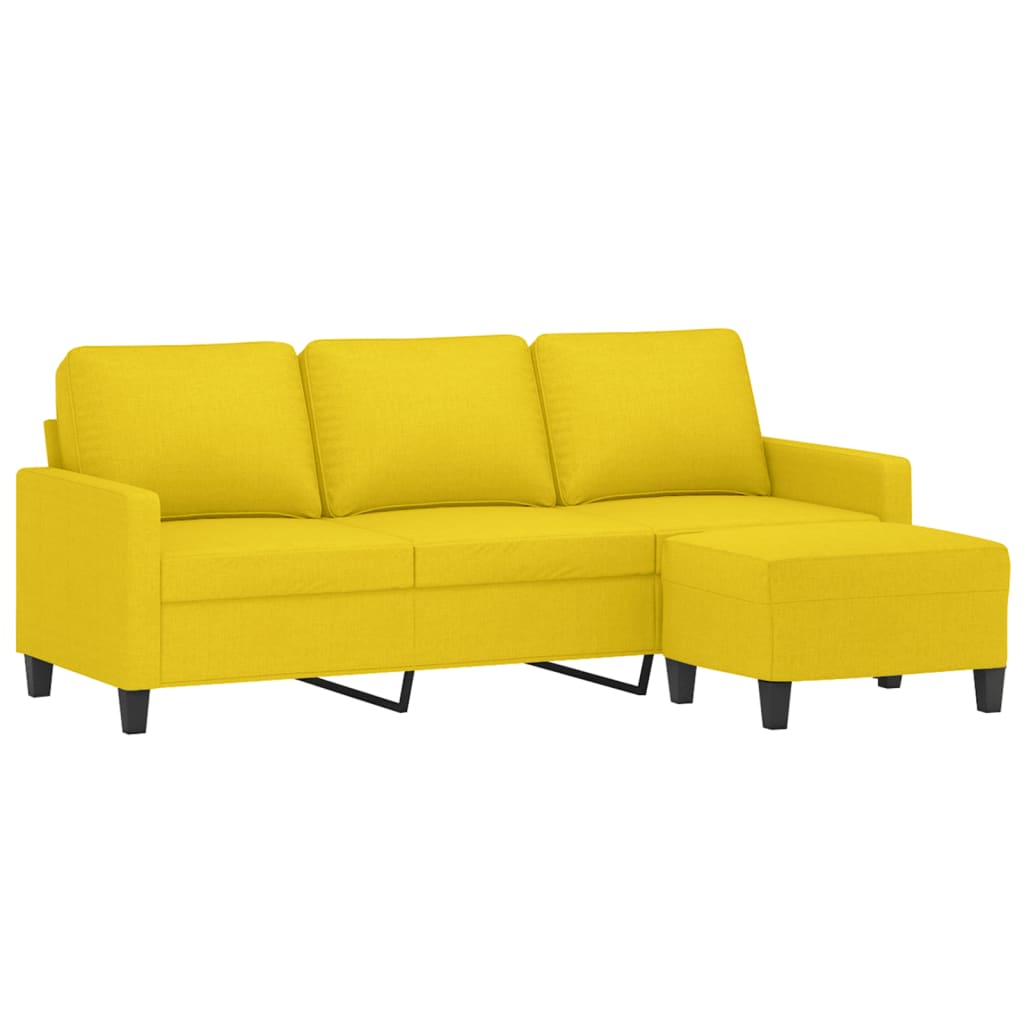 Sofá de 3 lugares com apoio de pés 180 cm tecido amarelo-claro - Image 2