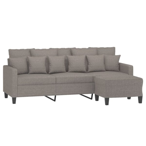 Sofá 3 lugares com apoio de pés 180 cm tecido cinza-acastanhado - Image 2