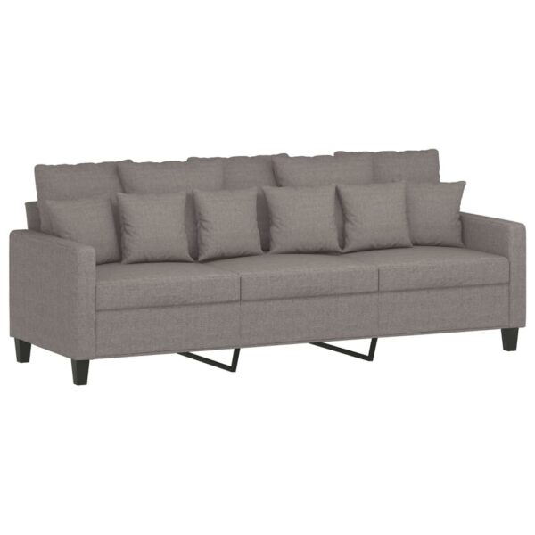 Sofá 3 lugares com apoio de pés 180 cm tecido cinza-acastanhado - Image 3