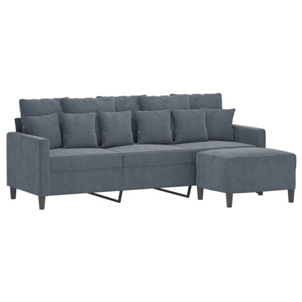 Sofá de 3 lugares com apoio de pés 180 cm veludo cinza-escuro - Image 2