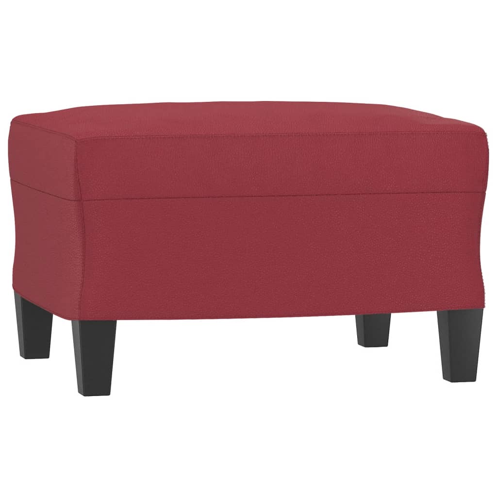 Poltrona com apoio de pés 60 cm couro artificial vermelho tinto - Image 4
