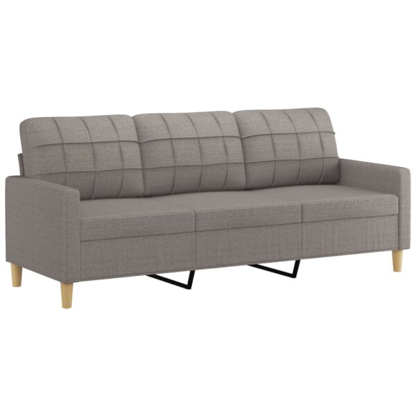 3 pcs conjunto de sofás com almofadões tecido cinza-acastanhado - Image 4