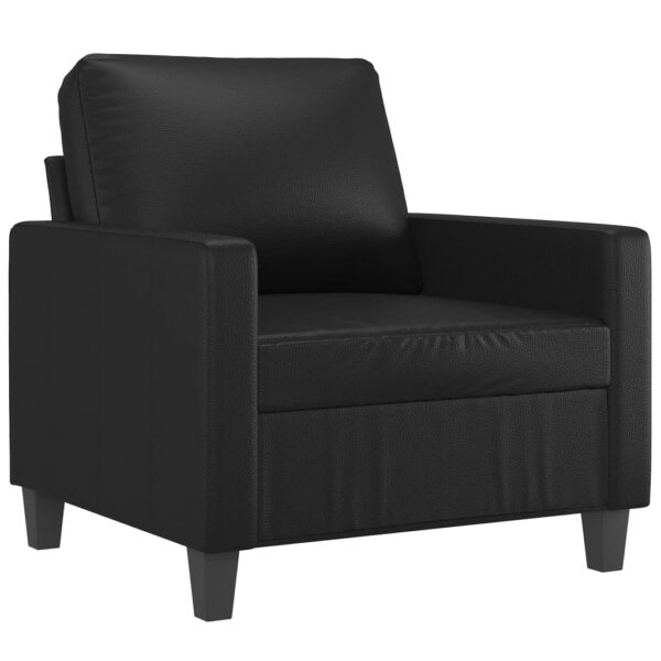 3 pcs conjunto de sofás com almofadões couro artificial preto - Image 2