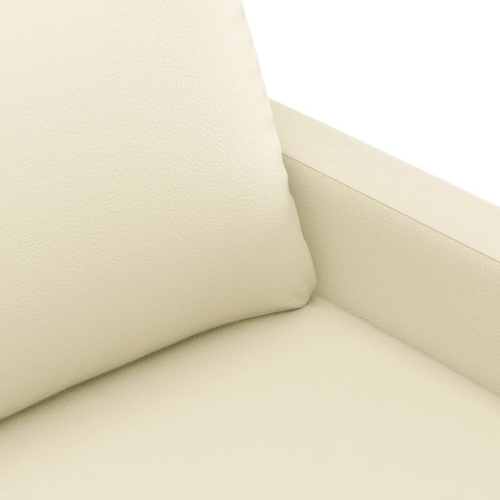 3 pcs conjunto sofás c/ almofadões couro artificial cor creme - Image 5