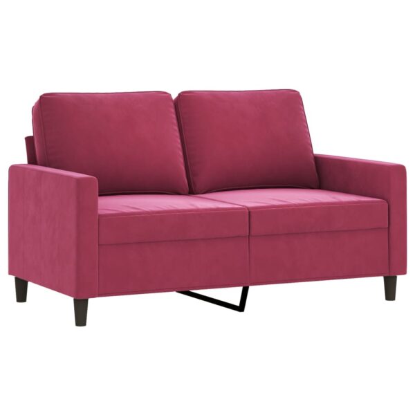2 pcs conjunto de sofás com almofadões veludo vermelho tinto - Image 2