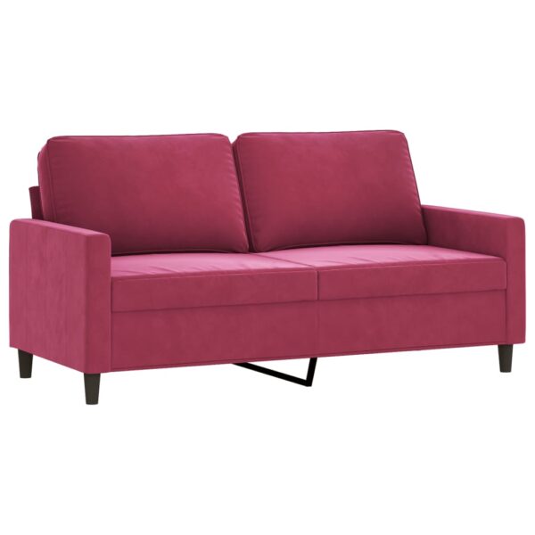 2 pcs conjunto de sofás com almofadões veludo vermelho tinto - Image 3
