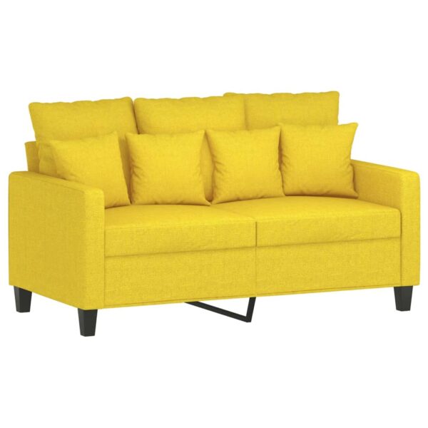 3 pcs conjunto de sofás com almofadões tecido amarelo-claro - Image 2