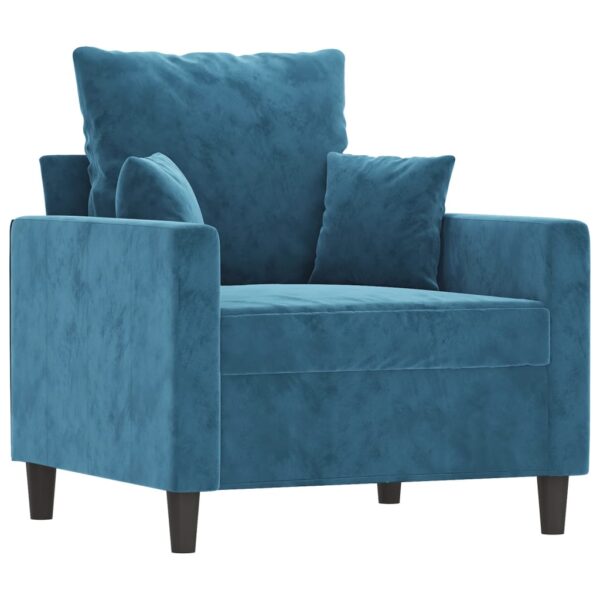 3 pcs conjunto de sofás com almofadões veludo azul - Image 2