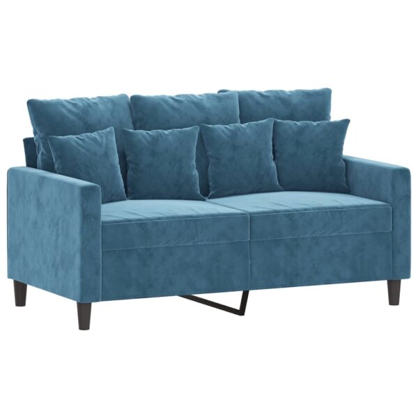 3 pcs conjunto de sofás com almofadões veludo azul - Image 3