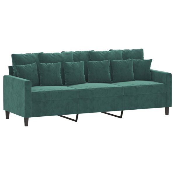 4 pcs conjunto de sofás com almofadões veludo verde-escuro - Image 2