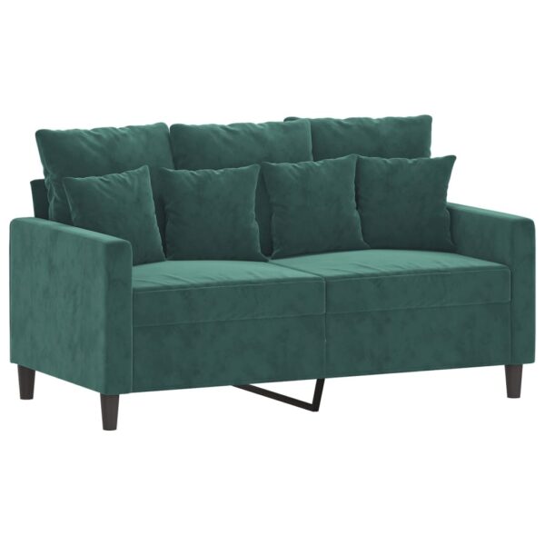 4 pcs conjunto de sofás com almofadões veludo verde-escuro - Image 3