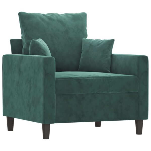4 pcs conjunto de sofás com almofadões veludo verde-escuro - Image 4
