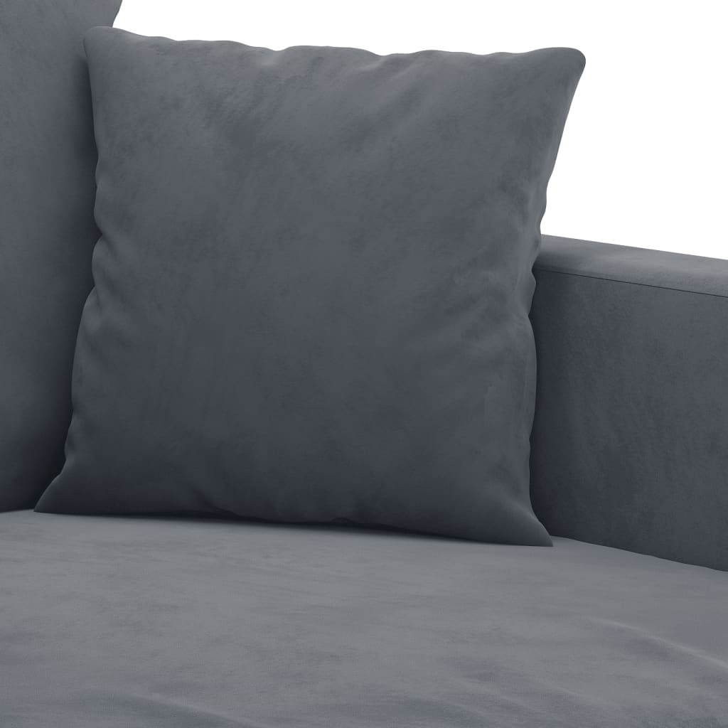 3 pcs conjunto de sofás com almofadões veludo cinzento-escuro - Image 5