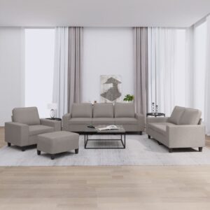 4 pcs conjunto de sofás tecido cinzento-acastanhado
