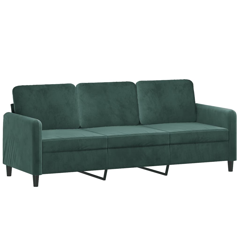 3 pcs conjunto de sofás veludo verde-escuro - Image 3