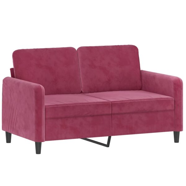 2 pcs conjunto de sofás com almofadas veludo vermelho-tinto - Image 2