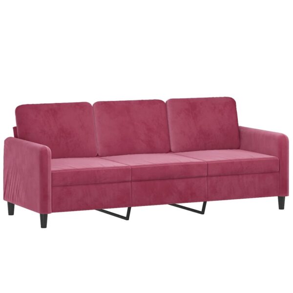 2 pcs conjunto de sofás com almofadas veludo vermelho-tinto - Image 3