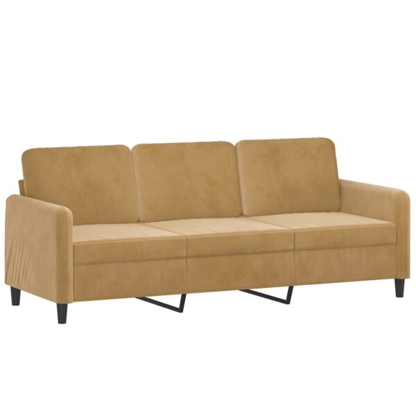 2 pcs conjunto de sofás com almofadas veludo castanho - Image 3