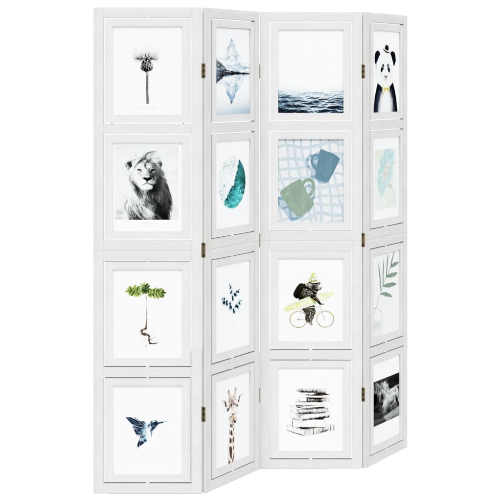 Biombo com 4 painéis madeira de paulownia maciça branco - Image 3