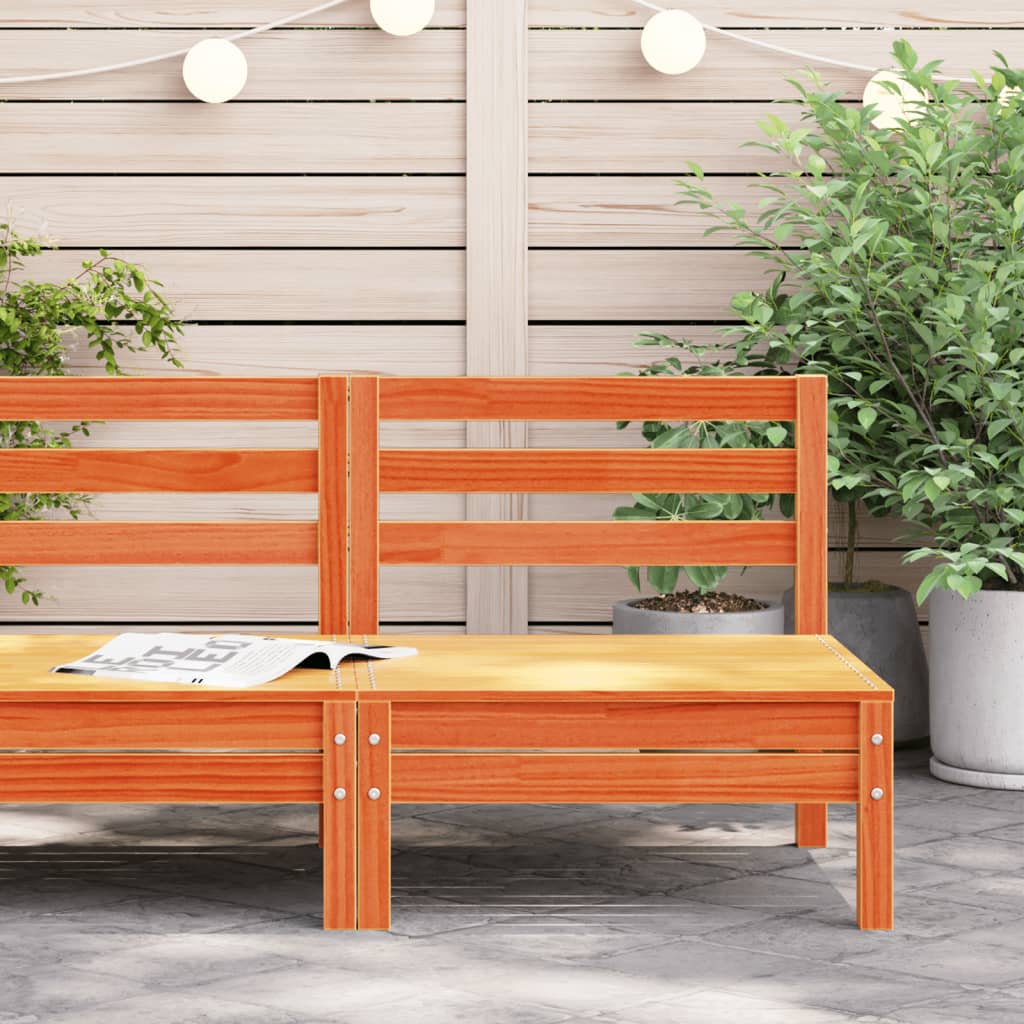 Sofá sem apoios de braços para jardim pinho maciço castanho-mel - Image 2