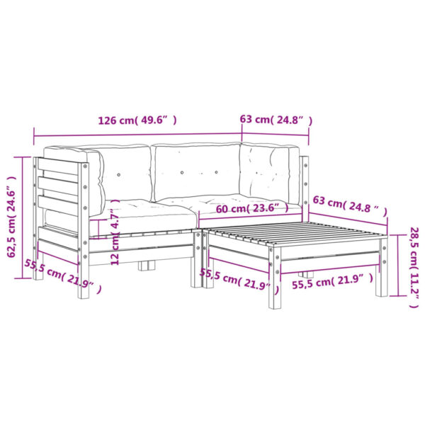 Sofá de 2 lugares para jardim c/ almofadões e apoio de pés - Image 11