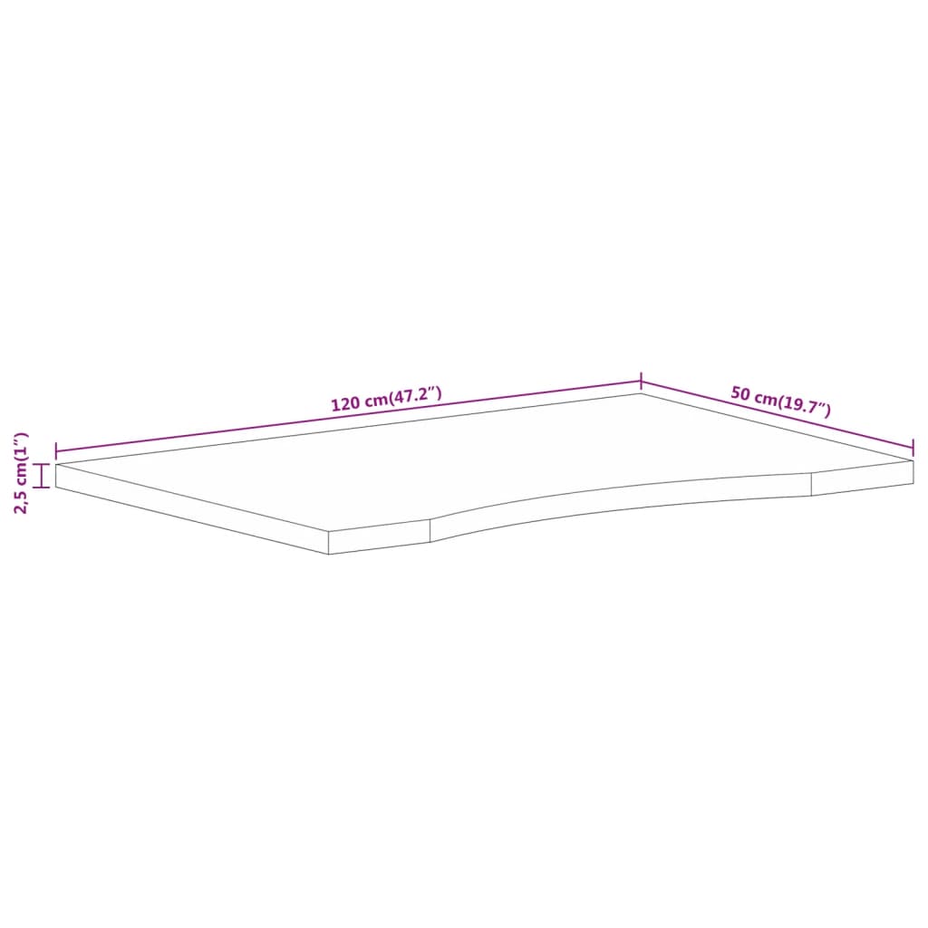 Tampo de mesa com curva 120x50x2,5 cm mangueira áspera maciça - Image 8