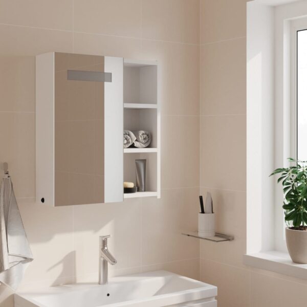 Armário espelhado p/ casa de banho c/ LEDs 45x13x52 cm branco - Image 2