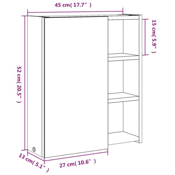 Armário espelhado p/ casa de banho c/ LEDs 45x13x52 cm branco - Image 11