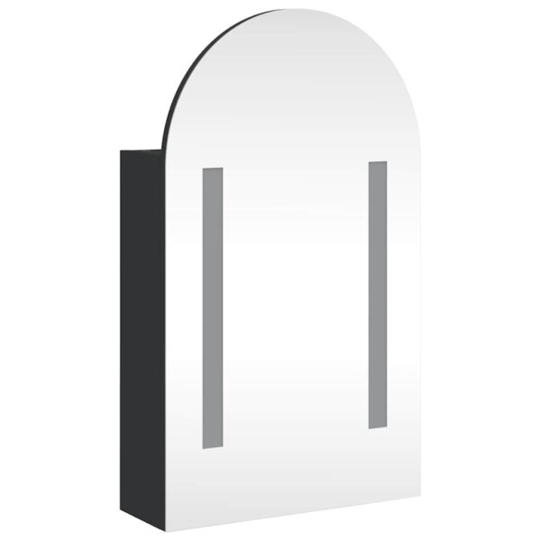 Armário espelhado arqueado p/ casa de banho c/ luz LED preto - Image 3