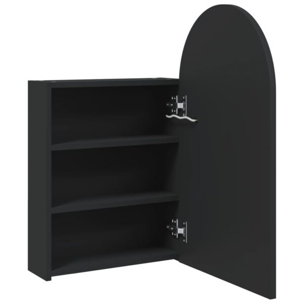 Armário espelhado arqueado p/ casa de banho c/ luz LED preto - Image 4