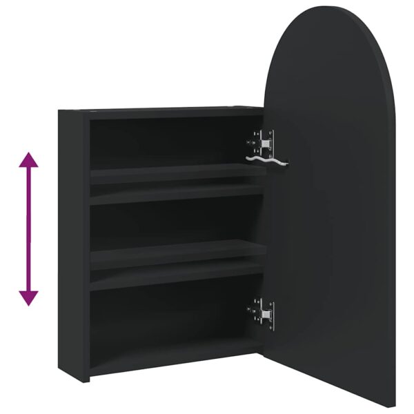 Armário espelhado arqueado p/ casa de banho c/ luz LED preto - Image 8