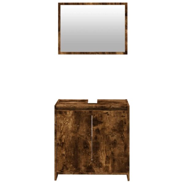 2 pcs conj. móveis casa de banho derivados madeira cor fumado - Image 4