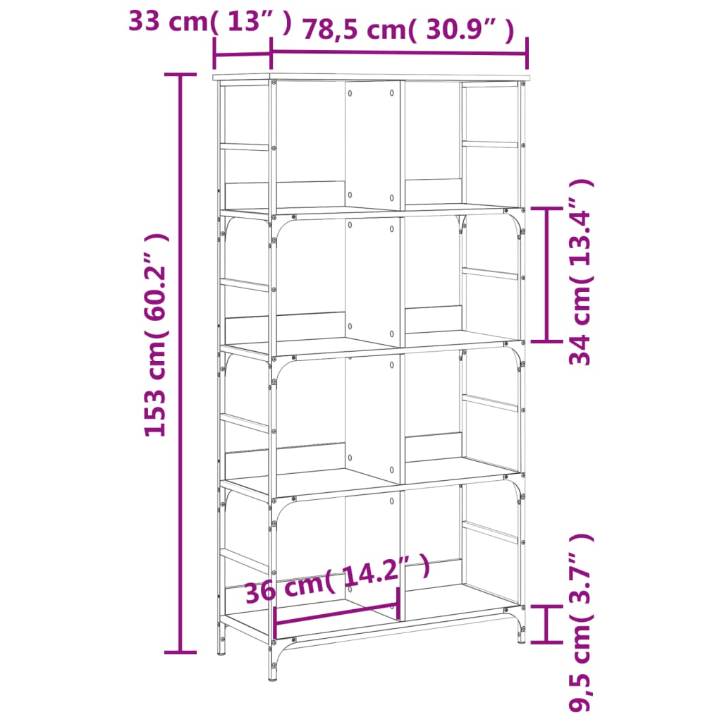 Estante 78,5x33x153 cm derivados de madeira cinzento sonoma - Image 7