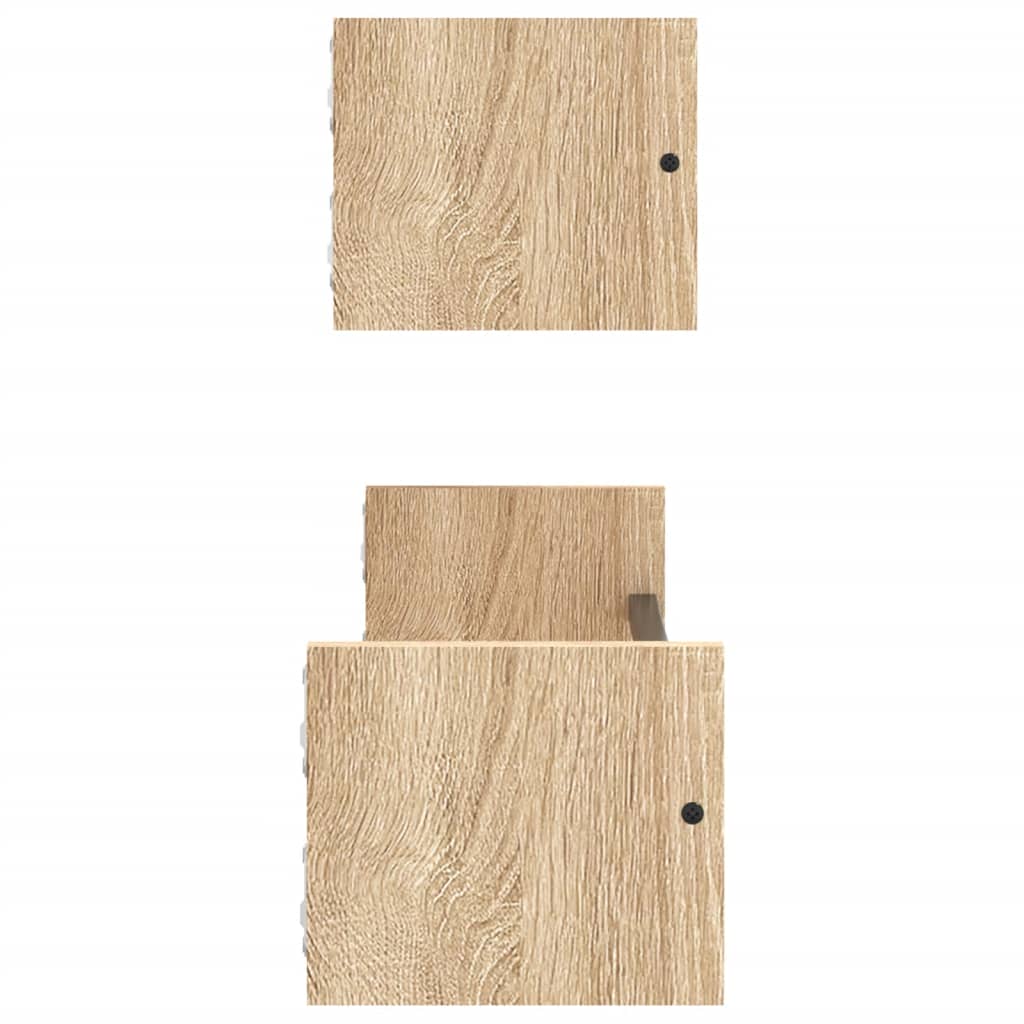 Prateleiras de parede c/ barras 2pcs 60x16x14cm carvalho sonoma - Image 4